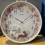 SEIKO QXC238WN FLORAL PENDULUM WALL CLOCK