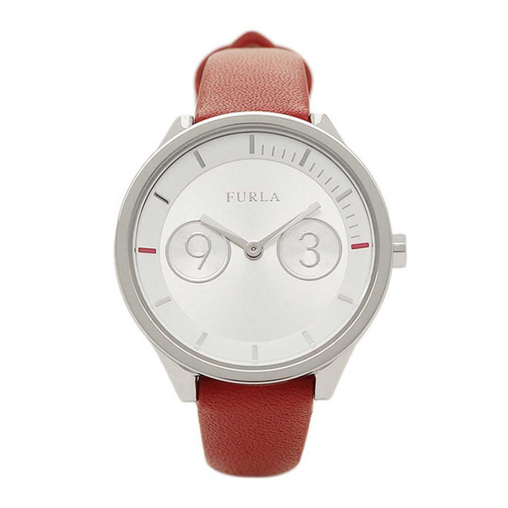 FURLA METROPOLIS ANALOG QUARTZ SILVER STAINLESS STEEL R4251102507 RED LEATHER STRAP WOMEN'S WATCH - H2 Hub Watches