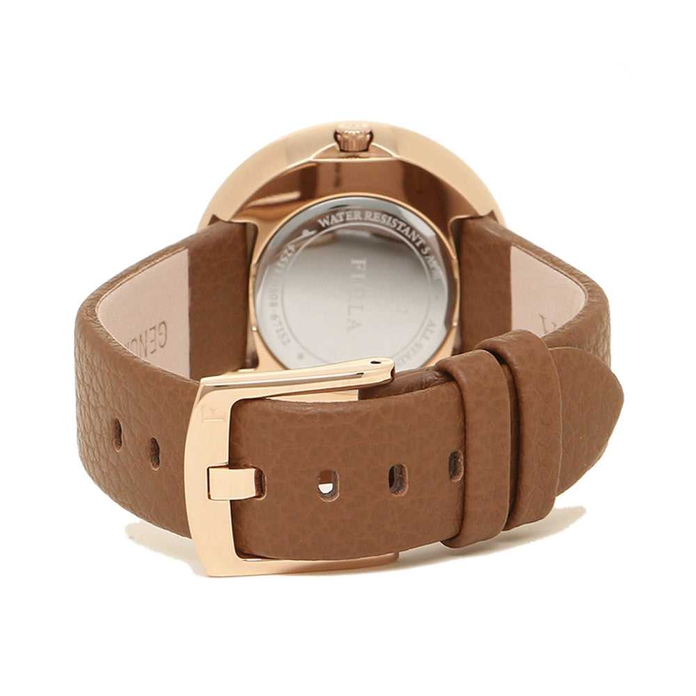 FURLA MY PIPER ANALOG QUARTZ ROSE GOLD STAINLESS STEEL R4251110508 BROWN LEATHER STRAP WOMEN'S WATCH - H2 Hub Watches