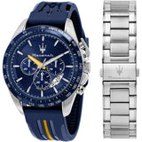 Maserati Chronograph Blue Dial Silver Stainless Steel Strap Men Watch R8871612039