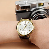 Orient White Dial Brown Leather Strap Men Watch RA-AC0F04S10B