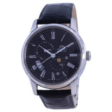 ORIENT SUN AND MOON BLACK LEATHER MEN WATCH