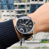 ORIENT SUN AND MOON BLACK LEATHER MEN WATCH