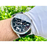 ORIENT SUN AND MOON BLACK LEATHER MEN WATCH