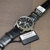 ORIENT SUN AND MOON BLACK LEATHER MEN WATCH