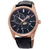 ORIENT MOON PHASE RA-AK0309B00C BLACK LEATHER MEN WATCH