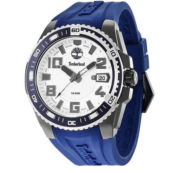 TIMBERLAND TBL.13900JSBS/04 FAYSTON WHITE DIAL BLUE SILICON STRAP MEN'S WATCH