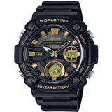 CASIO AEQ-120W-9AVDF BLACK ANALOG DIGITAL RESIN STRAP MEN'S WATCH