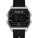 REEBOK RD-VNE-G9-PSIB-BB REEBOK NERD DIGITAL SILVER CASE BLACK SILICONE STRAP MEN'S WATCH