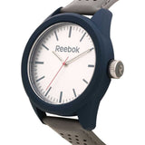 REEBOK RF-SPD-G2-PNLA-SN SILVER DIAL BLUE BEZEL GRAY LEATHER STRAP MEN'S WATCH