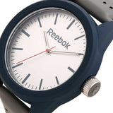 REEBOK RF-SPD-G2-PNLA-SN SILVER DIAL BLUE BEZEL GRAY LEATHER STRAP MEN'S WATCH