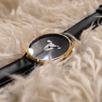 ARIES GOLD CUSTOMISED GOLD STAINLESS STEEL WATCH - BLA BLA BLACK UNISEX LEATHER STRAP WATCH - H2 Hub Watches