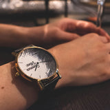 ARIES GOLD CUSTOMISED GOLD STAINLESS STEEL WATCH - SUMMER VIBES PALM LEAVES UNISEX LEATHER STRAP WATCH - H2 Hub Watches