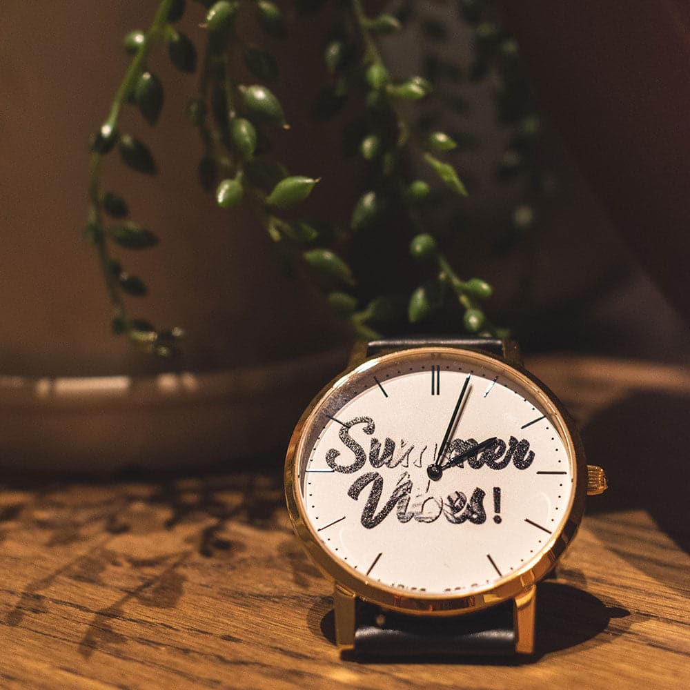 ARIES GOLD CUSTOMISED GOLD STAINLESS STEEL WATCH - SUMMER VIBES WHITE UNISEX LEATHER STRAP WATCH - H2 Hub Watches