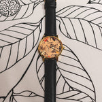 ARIES GOLD CUSTOMISED GOLD STAINLESS STEEL WATCH - NUDE FLORAL LEATHER STRAP WOMAN'S WATCH - H2 Hub Watches