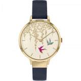 SARA MILLER BLOSSOM LADIES NAVY LEATHER STRAP FLYING BIRDS WOMEN's WATCH SA2062