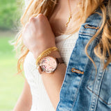 SARA MILLER BAMBOO ROSE GOLD BEZEL TAN LEATHER 	WOMEN'S WATCH SA2092