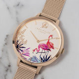 SARA MILLER FLAMINGO - ROSE GOLD MESH STRAP WATCH SA4054