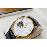 ORIENT SAG02003W0 WHITE DIAL BLACK LEATHER MEN'S WATCH