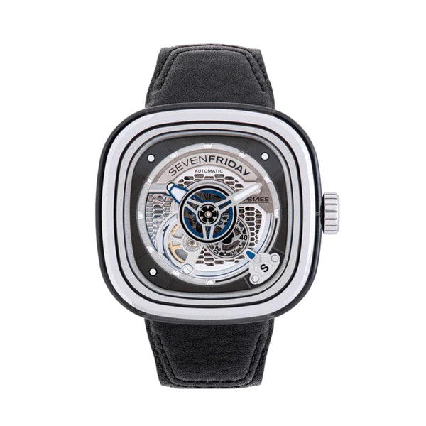 SEVENFRIDAY AUTOMATIC BLACK LEATHER MEN WATCH SF-PS1/01