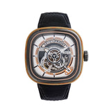 Sevenfriday Cuxedo Skeleton Dial Black Leather Strap Men Watch SF-PS2/02