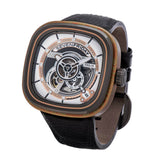 Sevenfriday Cuxedo Skeleton Dial Black Leather Strap Men Watch SF-PS2/02