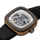 Sevenfriday Cuxedo Skeleton Dial Black Leather Strap Men Watch SF-PS2/02
