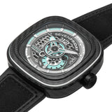 Sevenfriday Jade Carbon Black Leather Strap Men Watch SF-PS3/01