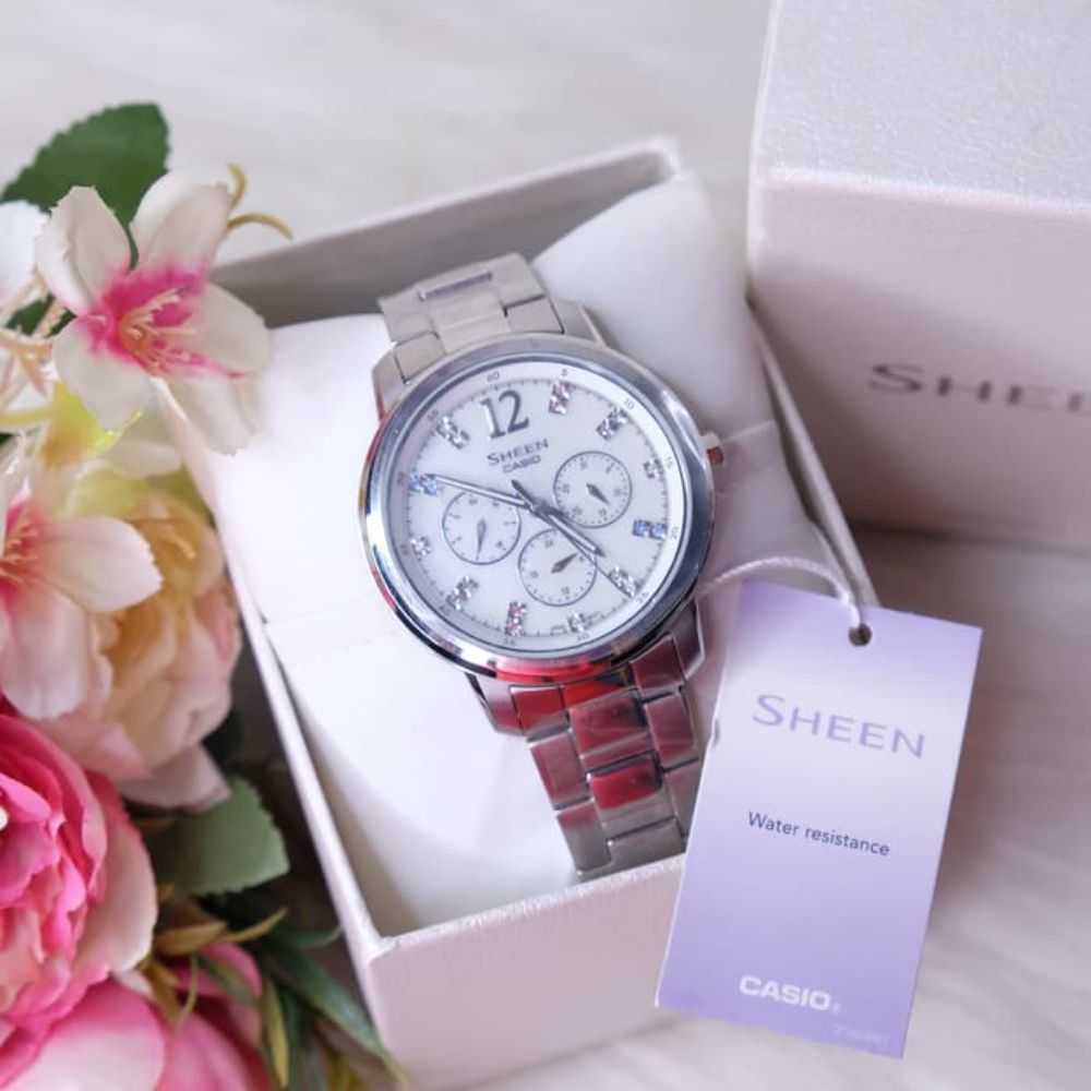 CASIO SHEEN SHE-3802D-7ADR QUARTZ SILVER STAINLESS STEEL WOMEN'S WATCH - H2 Hub Watches