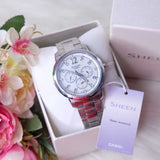 CASIO SHEEN SHE-3802D-7ADR QUARTZ SILVER STAINLESS STEEL WOMEN'S WATCH - H2 Hub Watches
