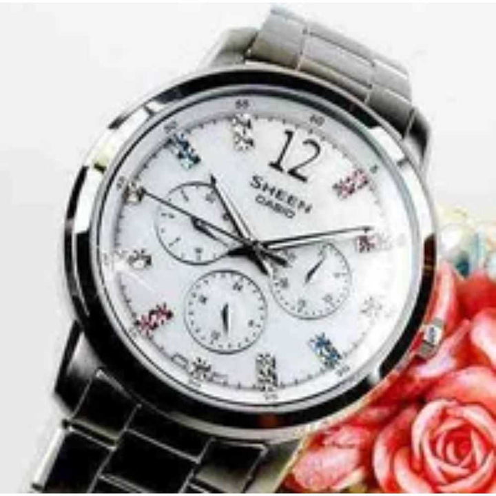 CASIO SHEEN SHE-3802D-7ADR QUARTZ SILVER STAINLESS STEEL WOMEN'S WATCH - H2 Hub Watches