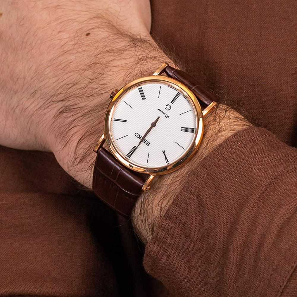 SEIKO PREMIER SKP398P1 ANALOG MEN'S BROWN LEATHER STRAP WATCH - H2 Hub Watches