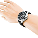 SEIKO SKS635P1 CHRONOGRAPH BLACK LEATHER STRAP WATCH