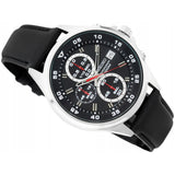 SEIKO SKS635P1 CHRONOGRAPH BLACK LEATHER STRAP WATCH