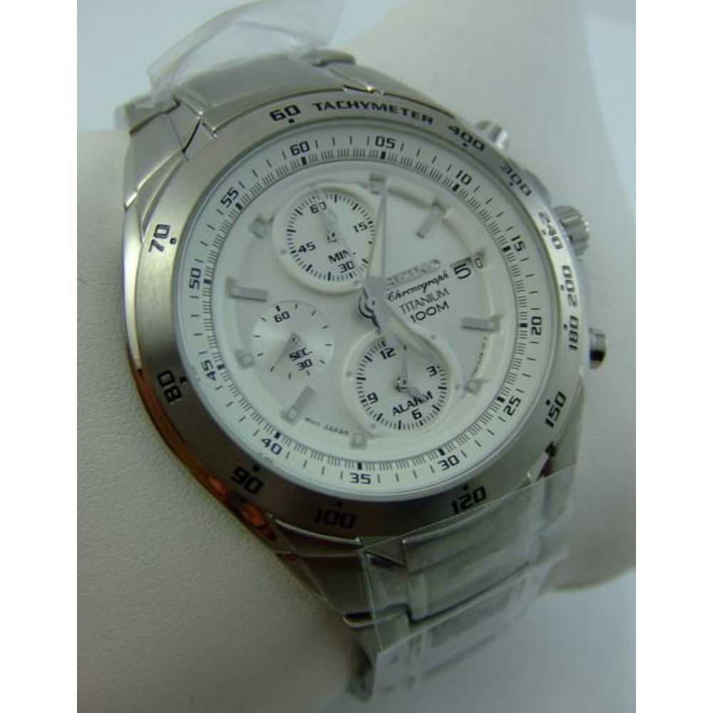 SEIKO GENERAL TITANIUM SNAB87P1 CHRONOGRAPH STAINLESS STEEL MEN'S SILVER WATCH - H2 Hub Watches