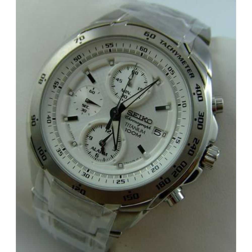 SEIKO GENERAL TITANIUM SNAB87P1 CHRONOGRAPH STAINLESS STEEL MEN'S SILVER WATCH - H2 Hub Watches