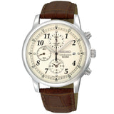 SEIKO CHRONOGRAPH SNDC31P1P BROWN LEATHER MEN'S WATCH