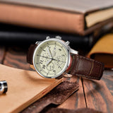 SEIKO CHRONOGRAPH SNDC31P1P BROWN LEATHER MEN'S WATCH