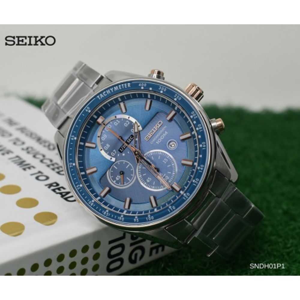 SEIKO CRITERIA SNDH01P1 CHRONOGRAPH STAINLESS STEEL MEN'S SILVER WATCH - H2 Hub Watches