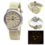 SEIKO 5 MILITARY SNK803K2P AUTOMATIC MEN'S BEIGE NYLON STRAP WATCH - H2 Hub Watches