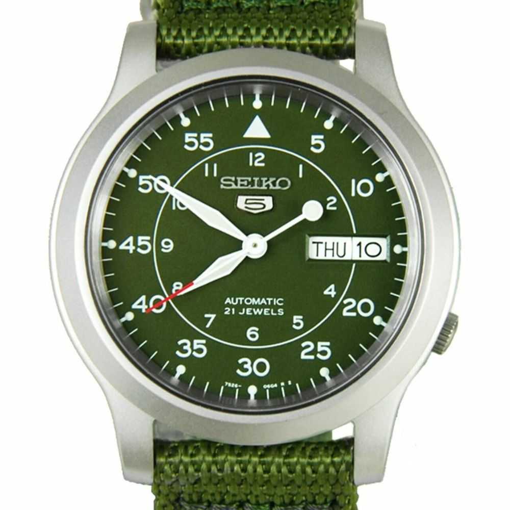 SEIKO 5 MILITARY SNK805K2P AUTOMATIC MEN'S GREEN NYLON STRAP WATCH - H2 Hub Watches