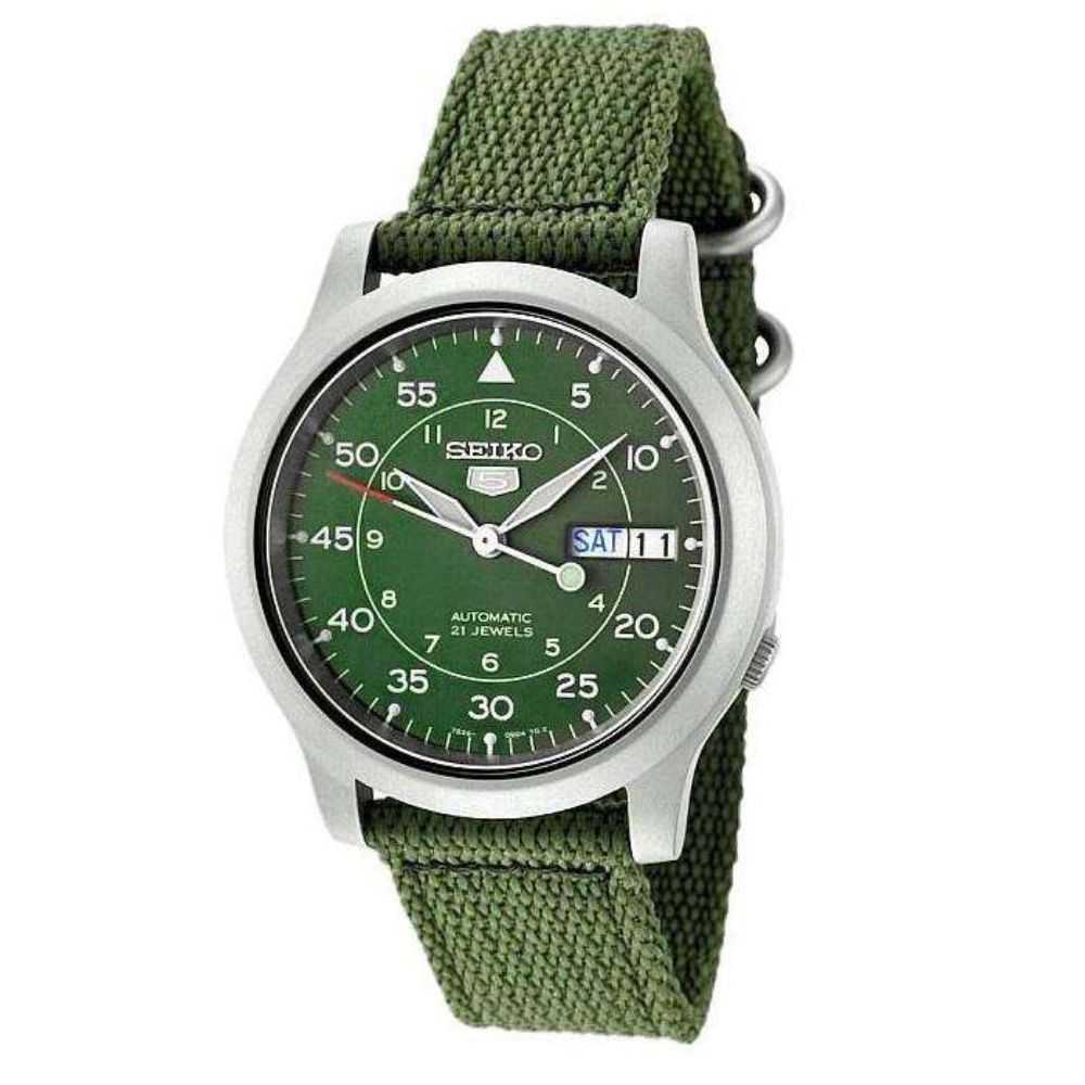 SEIKO 5 MILITARY SNK805K2P AUTOMATIC MEN'S GREEN NYLON STRAP WATCH - H2 Hub Watches