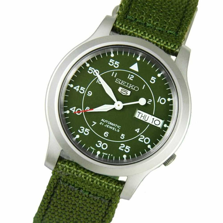 SEIKO 5 MILITARY SNK805K2P AUTOMATIC MEN'S GREEN NYLON STRAP WATCH - H2 Hub Watches