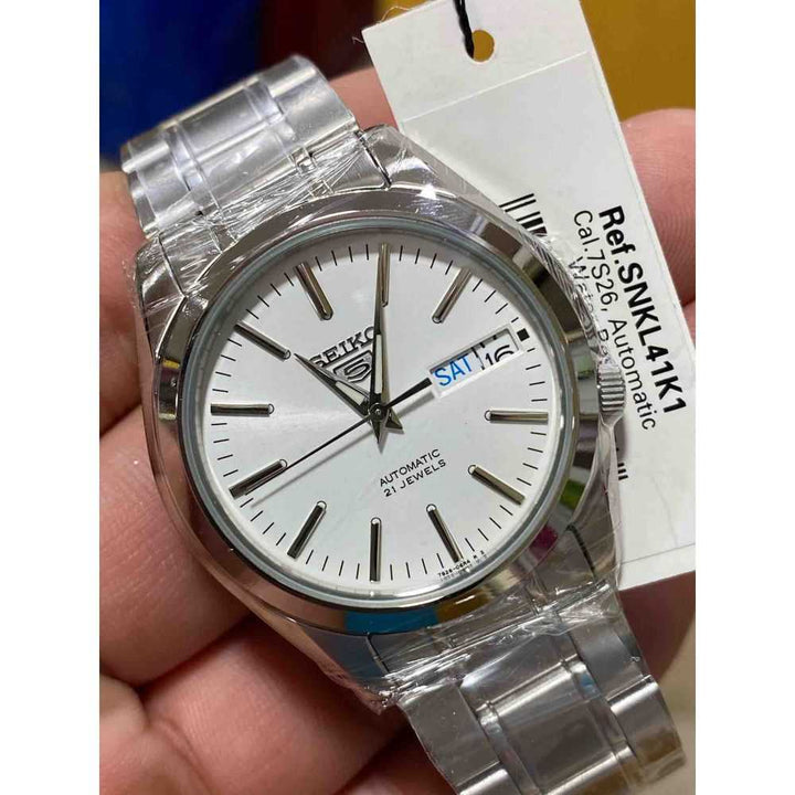 SEIKO GENERAL SNKL41K1 AUTOMATIC STAINLESS STEEL MEN'S SILVER WATCH - H2 Hub Watches