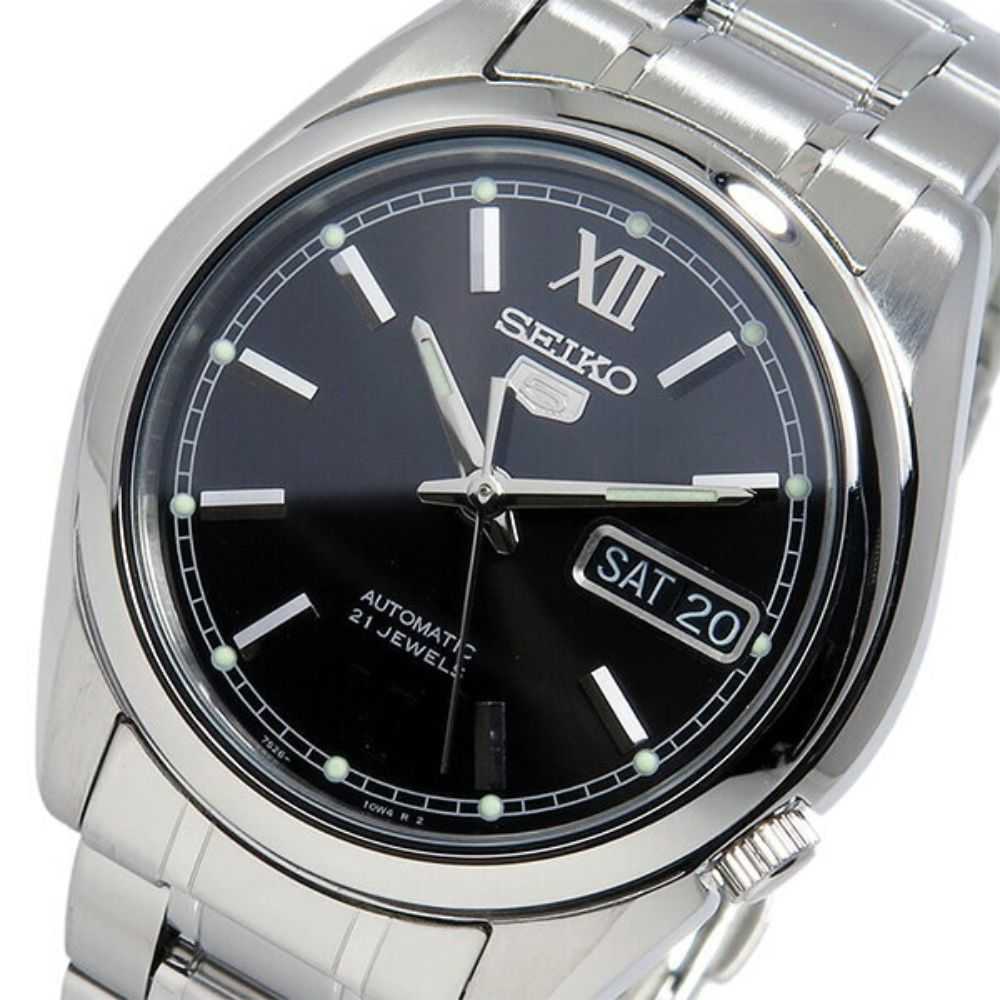 SEIKO 5 SNKL55K1 AUTOMATIC STAINLESS STEEL MEN'S SILVER WATCH - H2 Hub Watches