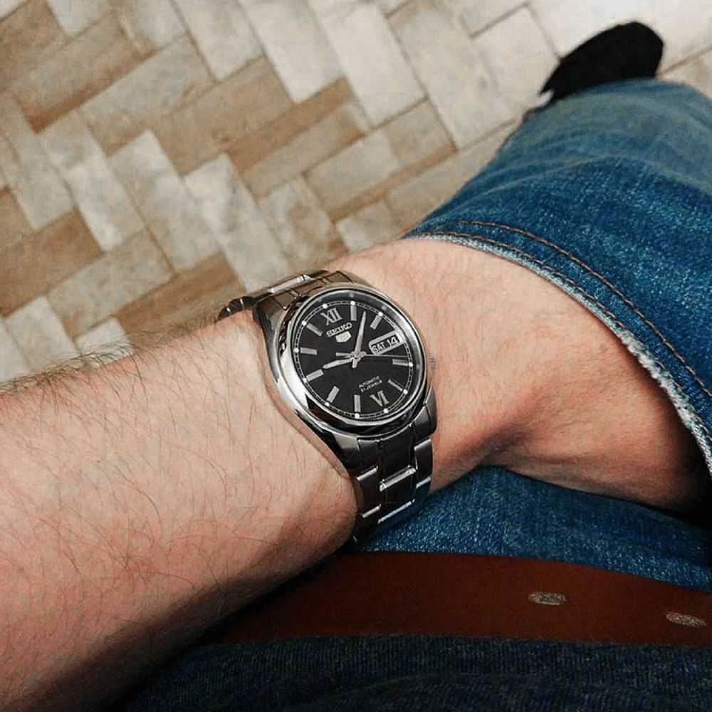 SEIKO 5 SNKL55K1 AUTOMATIC STAINLESS STEEL MEN'S SILVER WATCH - H2 Hub Watches
