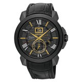 SEIKO PREMIER SNP145P1 KINETIC PERPETUAL BLACK LEATHER MEN'S WATCH
