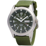 SEIKO 5 SNZG09J1P GREEN NYLON STRAP MEN'S WATCH