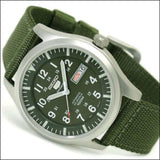 SEIKO 5 SNZG09K1P GREEN NYLON STRAP MEN'S WATCH