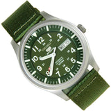 SEIKO 5 SNZG09K1P GREEN NYLON STRAP MEN'S WATCH